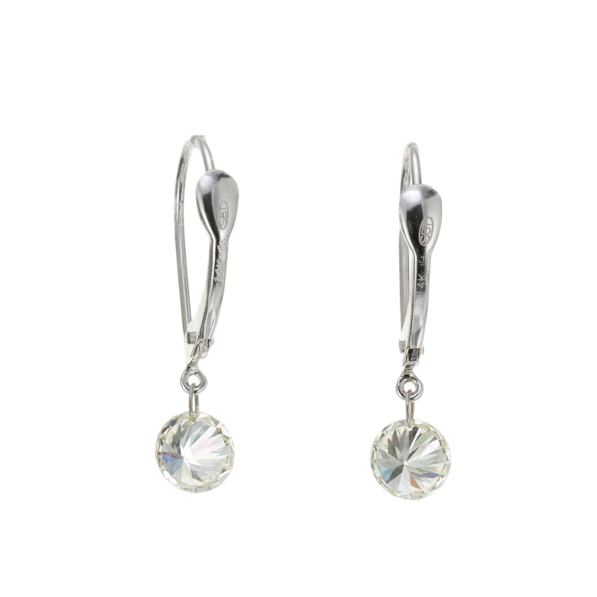 diamond solitaire dangle earrings