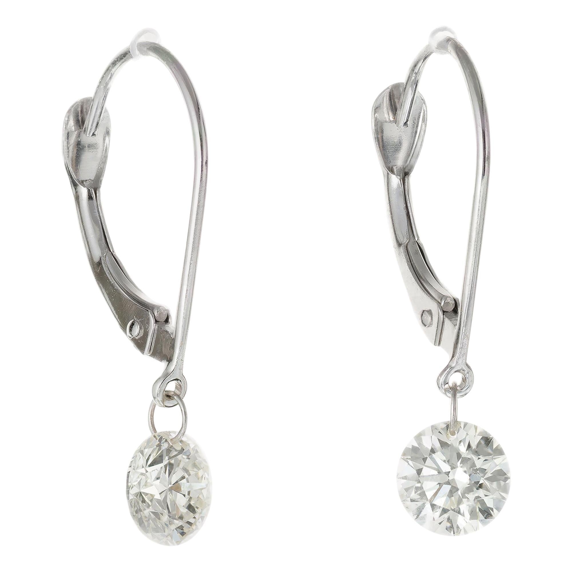.90 Carat Diamond White Gold Dangle Earrings