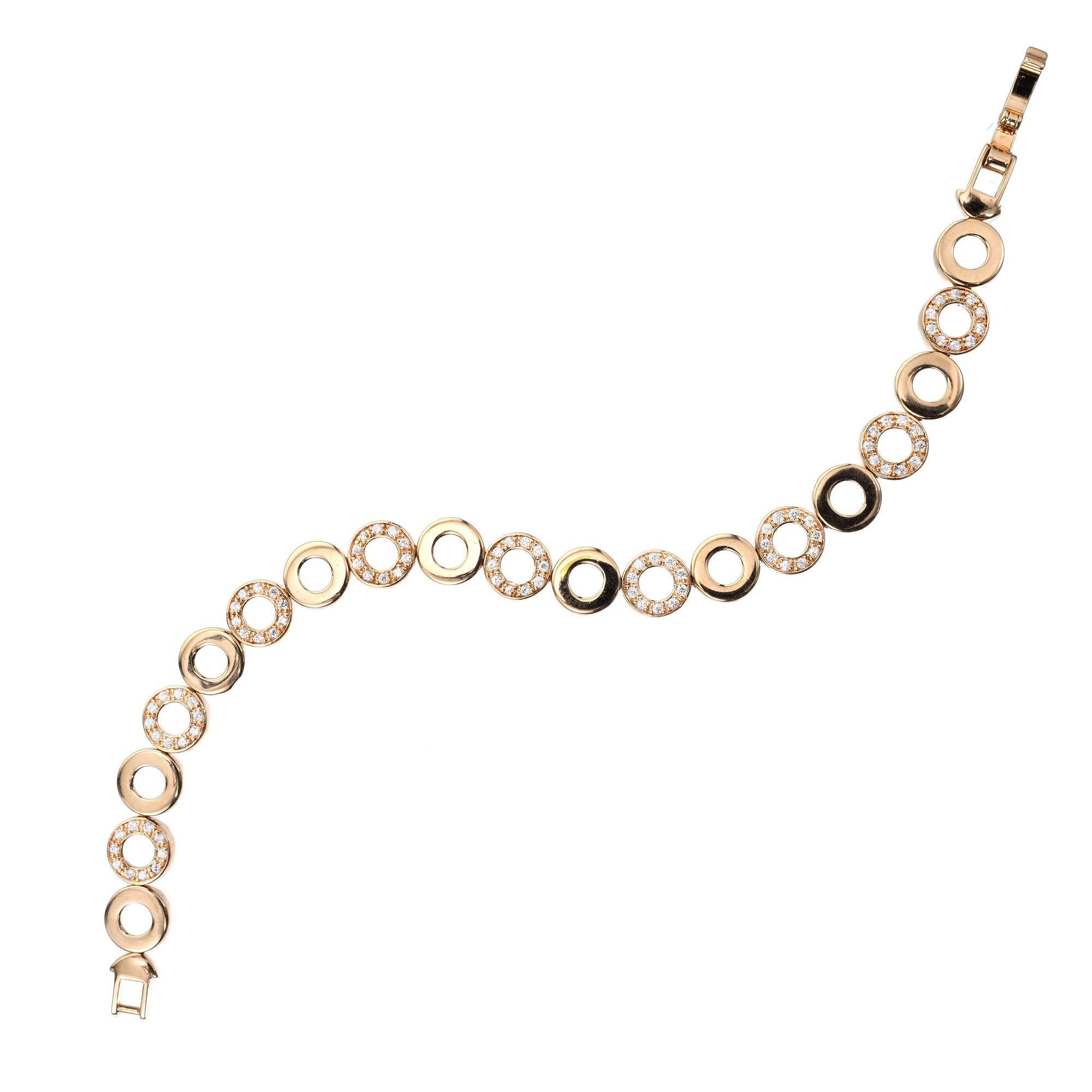 open circle and oval link bracelet diamond