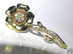 .90 Carat Diamonds Flower Pendant Brooch 18 Karat