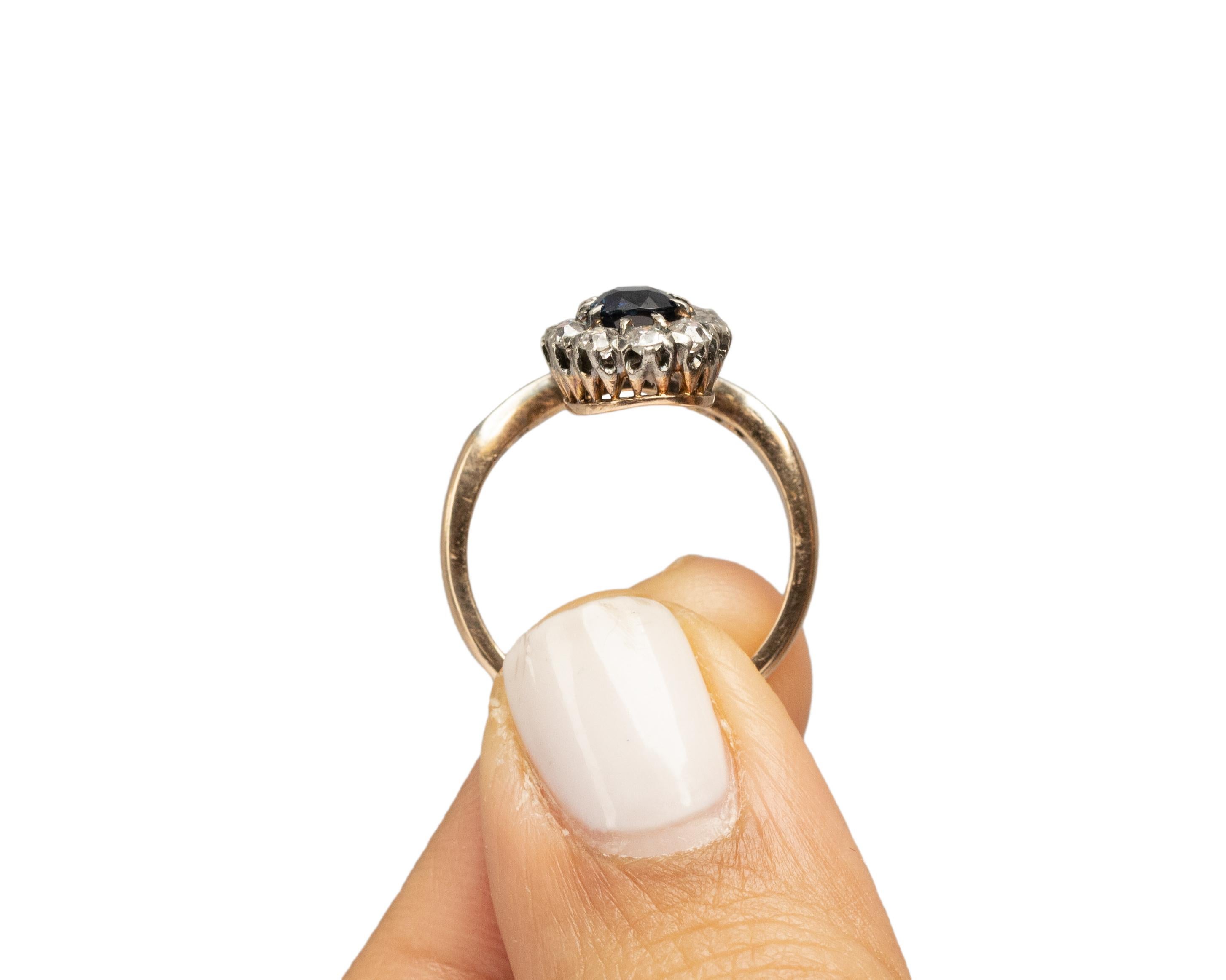 .90 Carat Edwardian Sapphire 14 Karat Yellow Gold/Platinum Engagement Ring For Sale 6