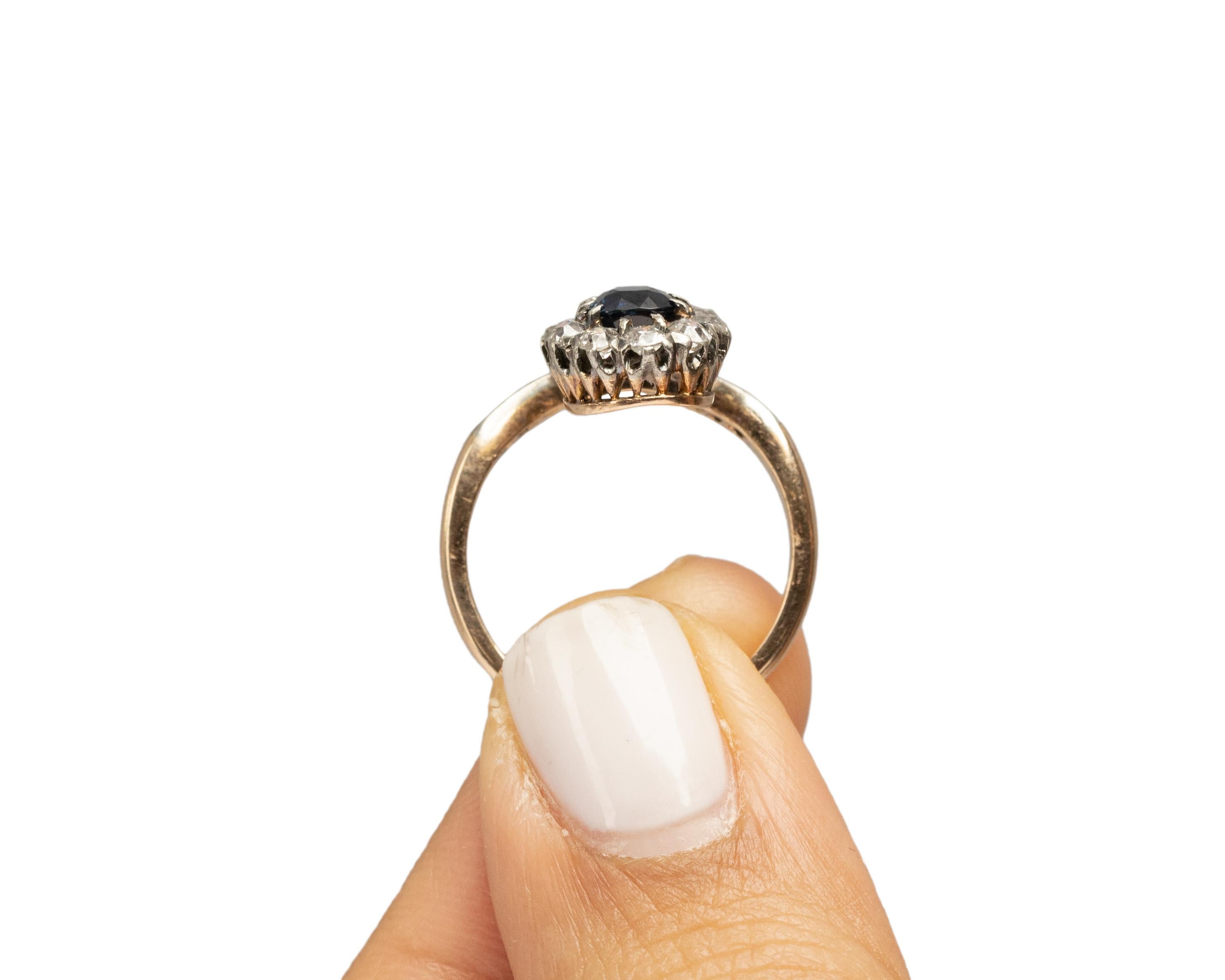 .90 Carat Edwardian Sapphire 14 Karat Yellow Gold/Platinum Engagement Ring en vente 5