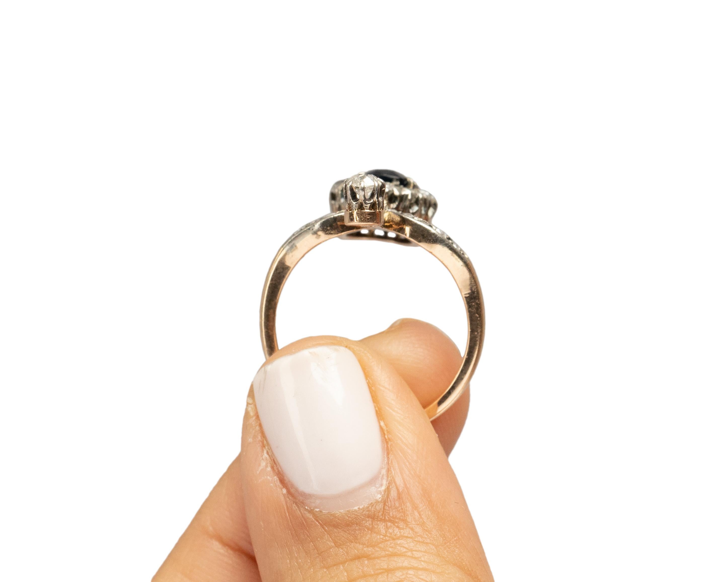 .90 Carat Edwardian Sapphire 14 Karat Yellow Gold/Platinum Engagement Ring For Sale 7