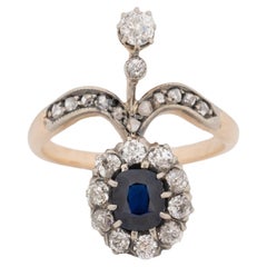 .90 Carat Edwardian Sapphire 14 Karat Yellow Gold/Platinum Engagement Ring