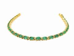 9.0 Carat Emerald Minimalist Tennis Bracelet 14K Gold Zambian Emerald Bracelet