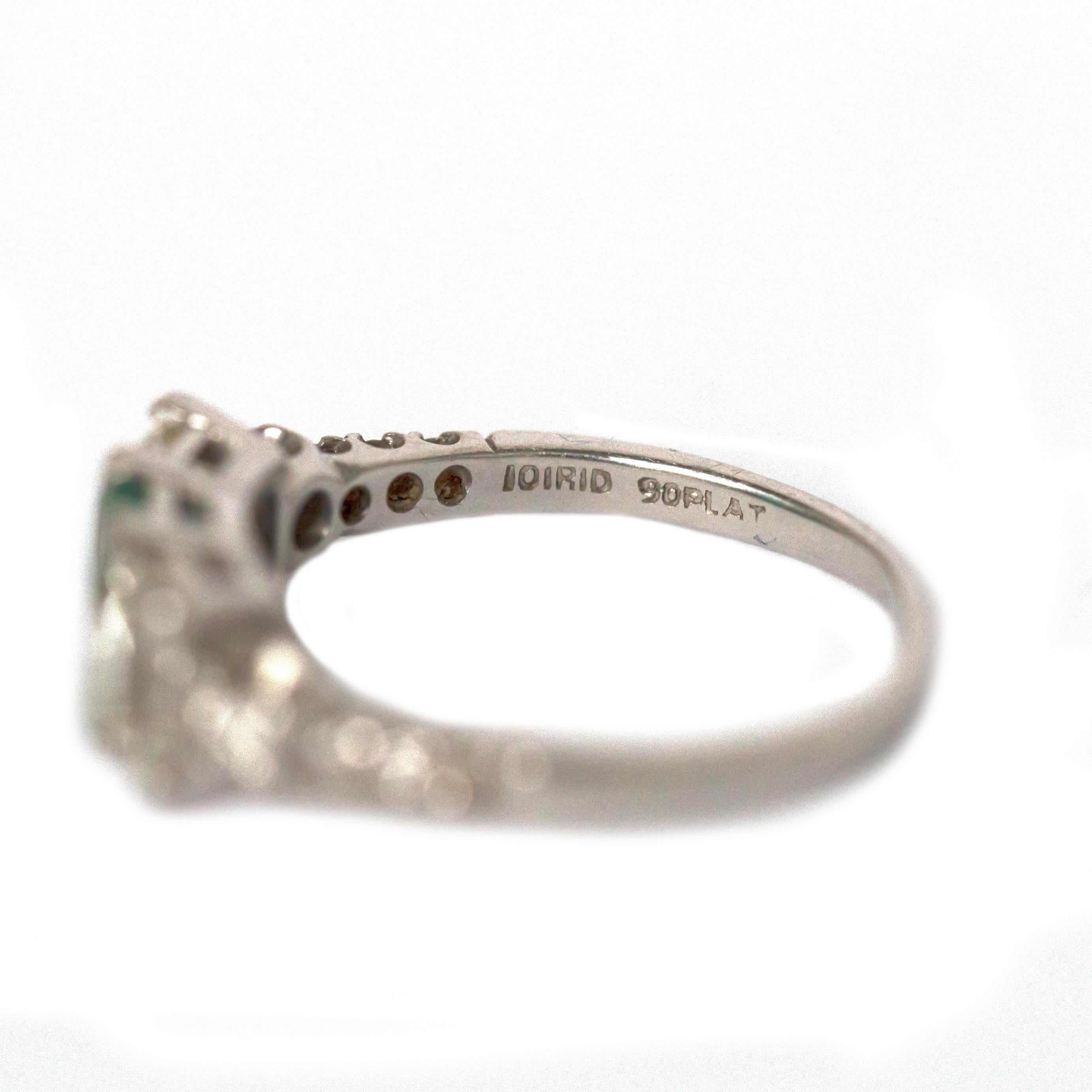 .90 Carat Emerald Platinum Engagement Ring In Good Condition For Sale In Hicksville, NY