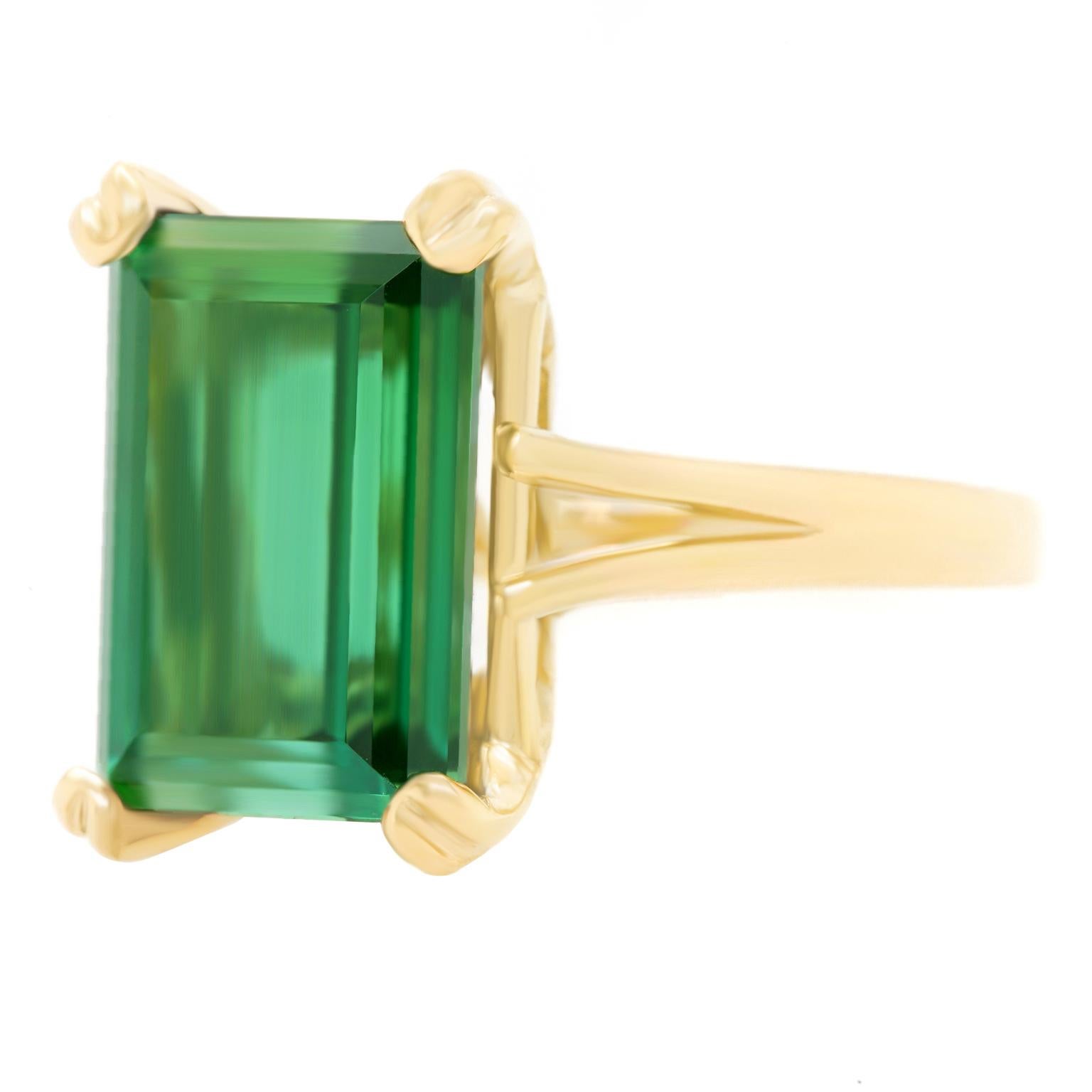 Emerald Cut 9.0 Carat Green Tourmaline Ring