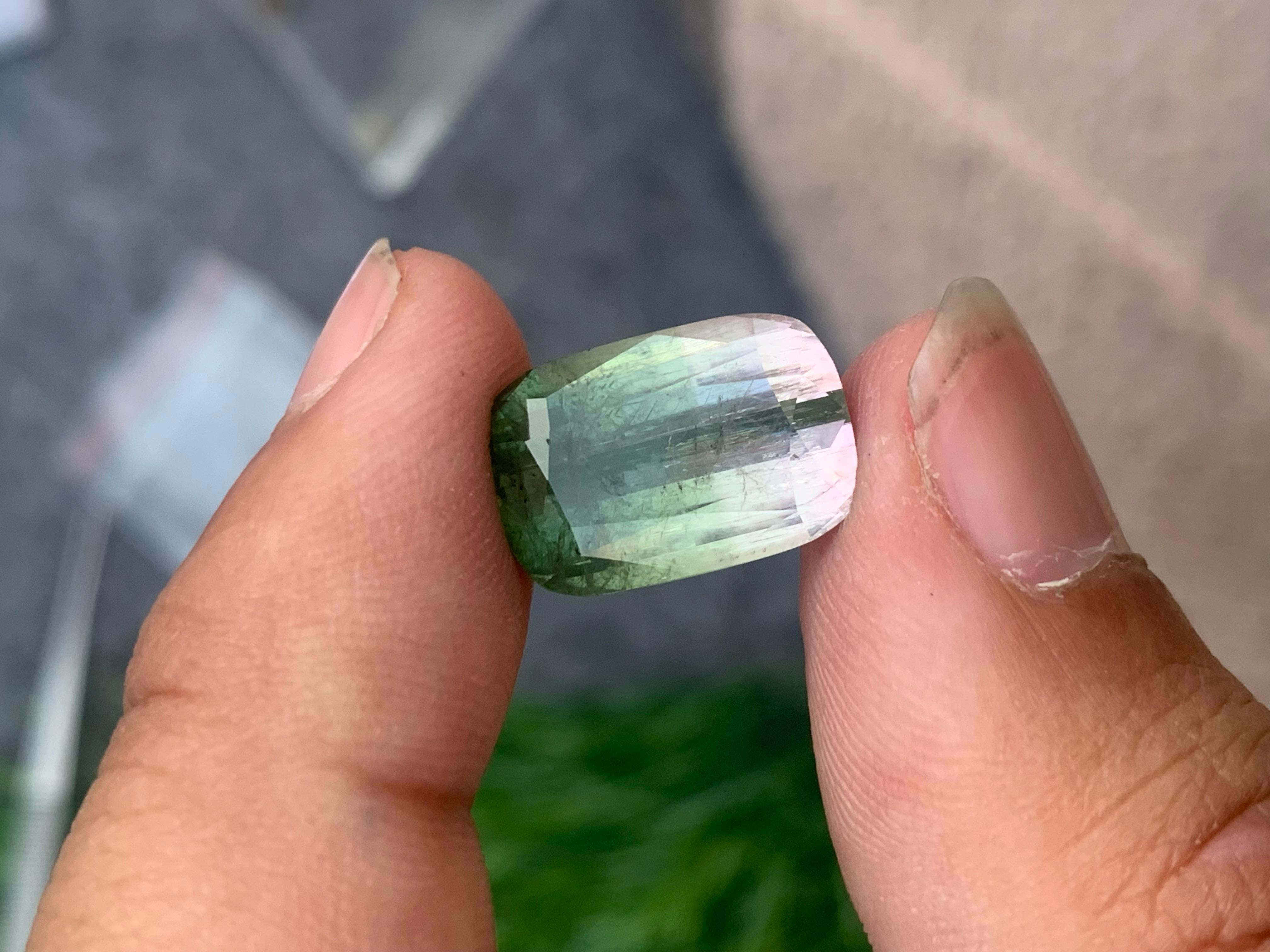 9.0 Carat Natural Loose Watermelon Tourmaline Cushion Cut with Rutille Inclusion For Sale 3
