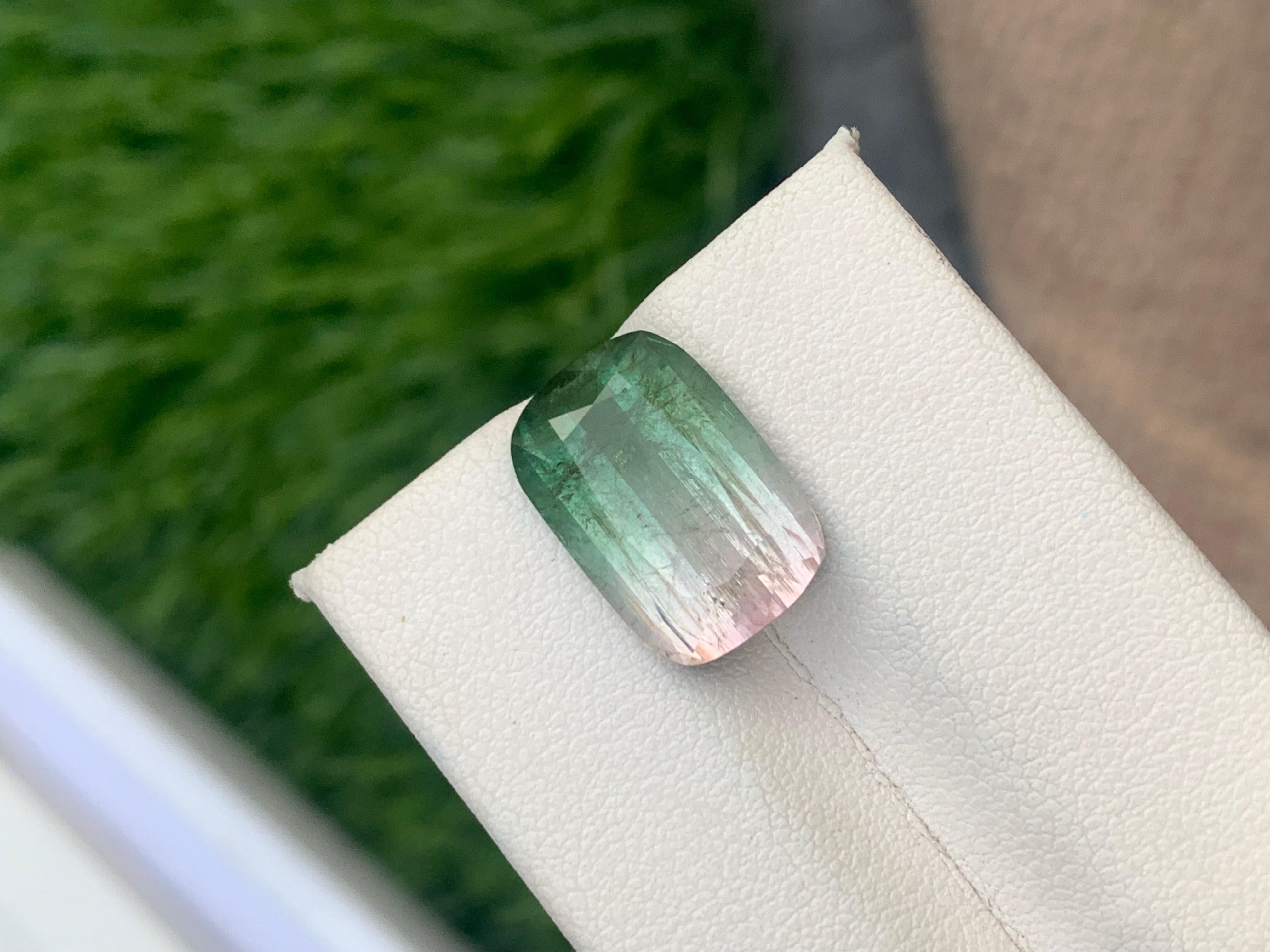 9.0 Carat Natural Loose Watermelon Tourmaline Cushion Cut with Rutille Inclusion For Sale 1