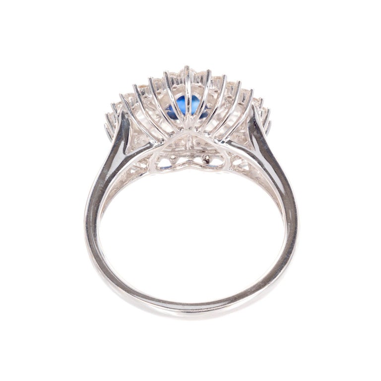 .90 Carat Pear Sapphire Diamond Halo Cluster Platinum Cocktail Ring For ...
