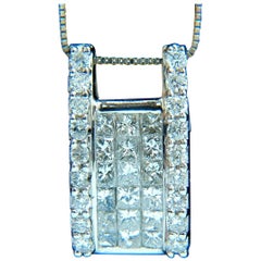 .90 Carat Princess and Rounds Diamond Square Cocktail Pendant 18 Karat