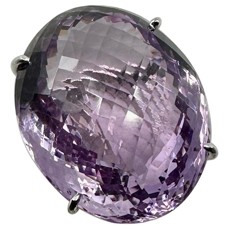 90 Carati Rose De France Anello di Ametista Taglio a Scacchiera Anello Cocktail Monumentale