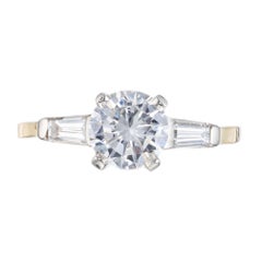 .90 Carat Round Diamond Three-Stone Yellow Gold Engagement Ring