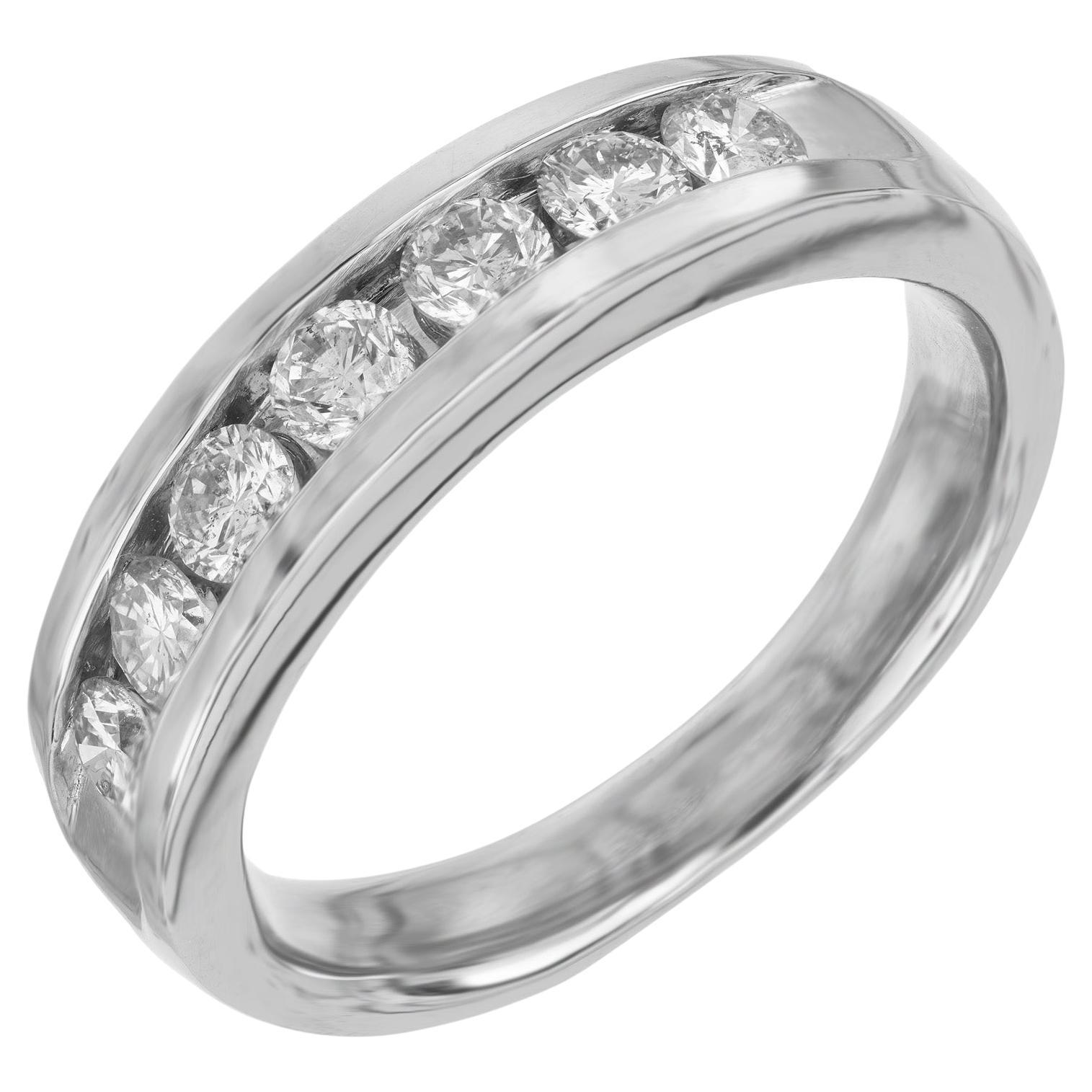 .90 Carat Round Diamond White Gold Men's Band Ring en vente