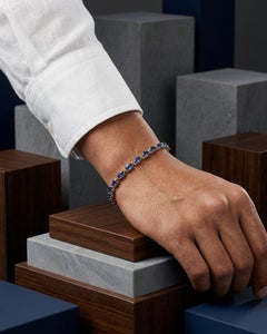 9.0 Carat Sapphire Minimalist Tennis Bracelet 14K Gold Blue Sapphire Bracelet