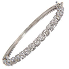 .90 Carat Squared Rope Twist Encase Natural Diamonds Bangle Bracelet 14 Karat
