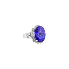 Sunita Nahata Tanzanite 9.00ct. Fancy Ring in 18K White Gold with Diamond.