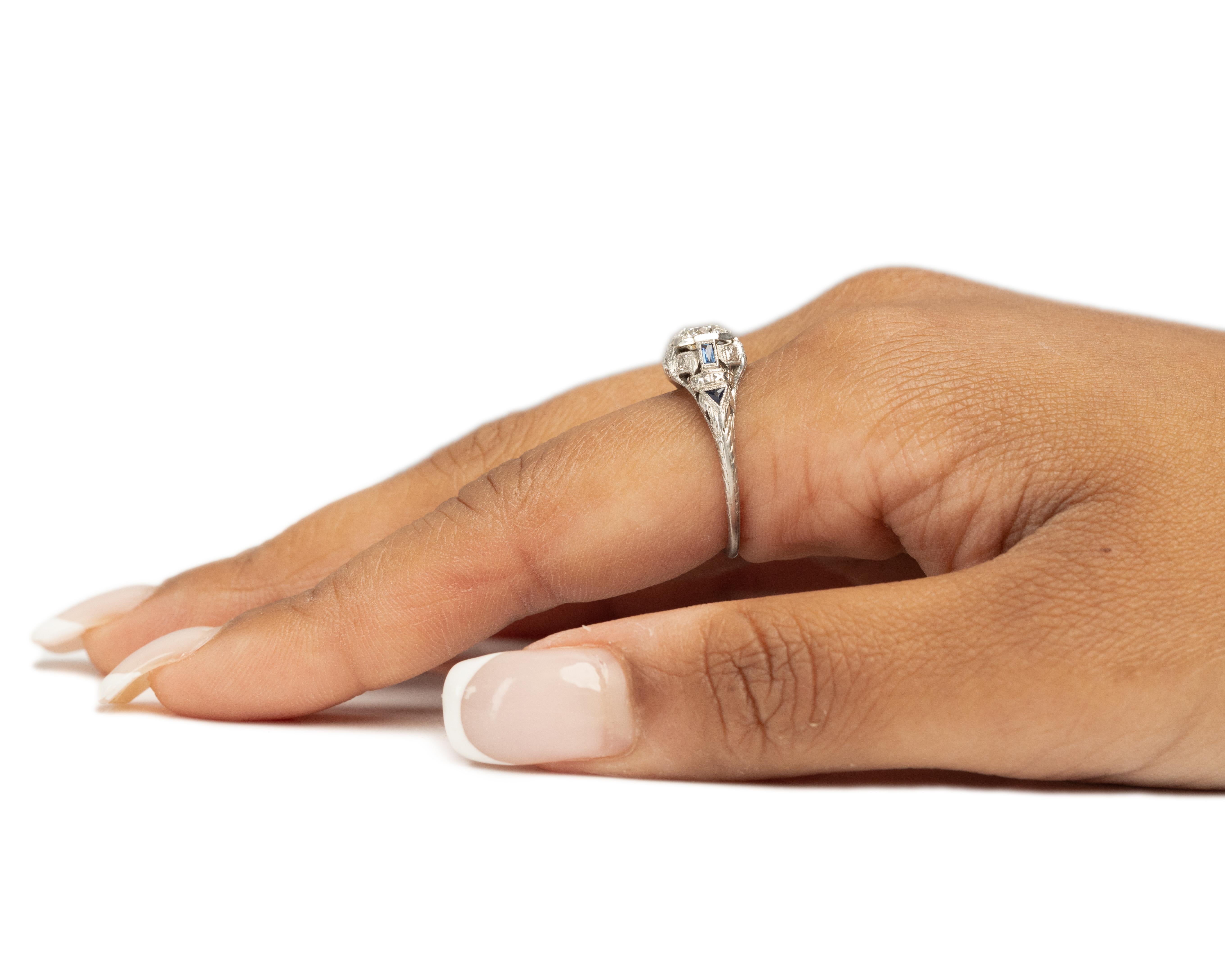 .90 Carat Total Weight Art Deco Diamond Platinum Engagement Ring For Sale 2