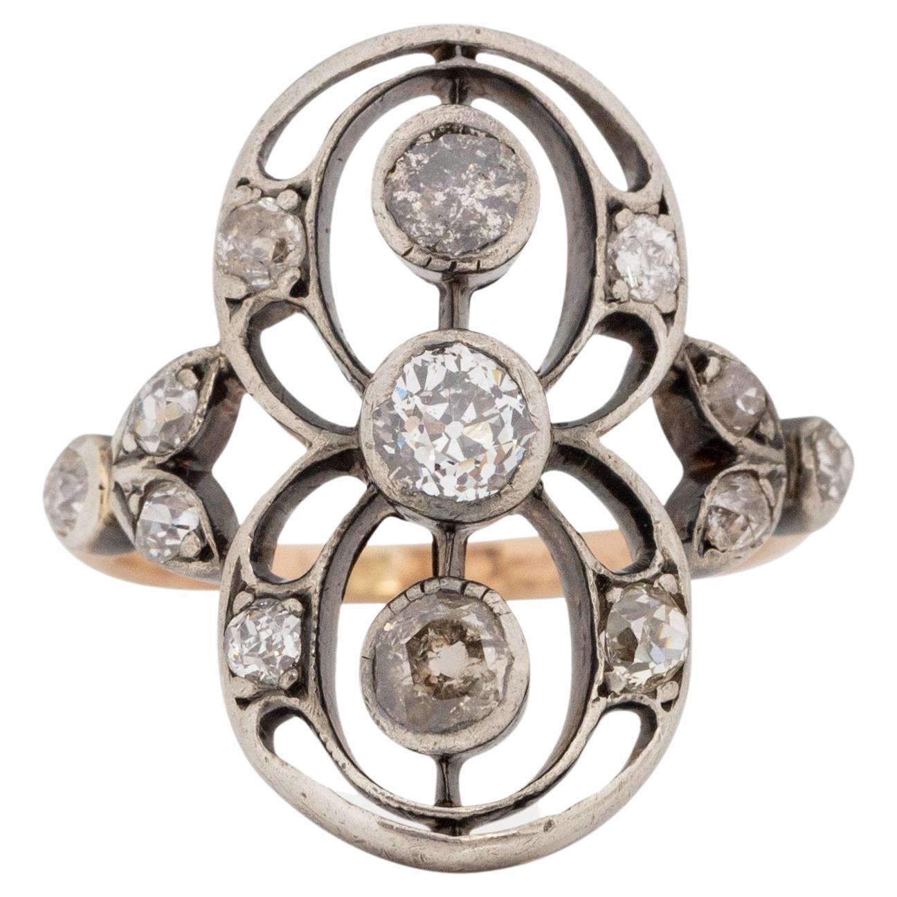 .90 Carat Total Weight Edwardian Diamond 14 Karat RG & WG Engagement Ring For Sale