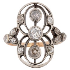 .90 Carat Total Weight Edwardian Diamond 14 Karat RG & WG Engagement Ring