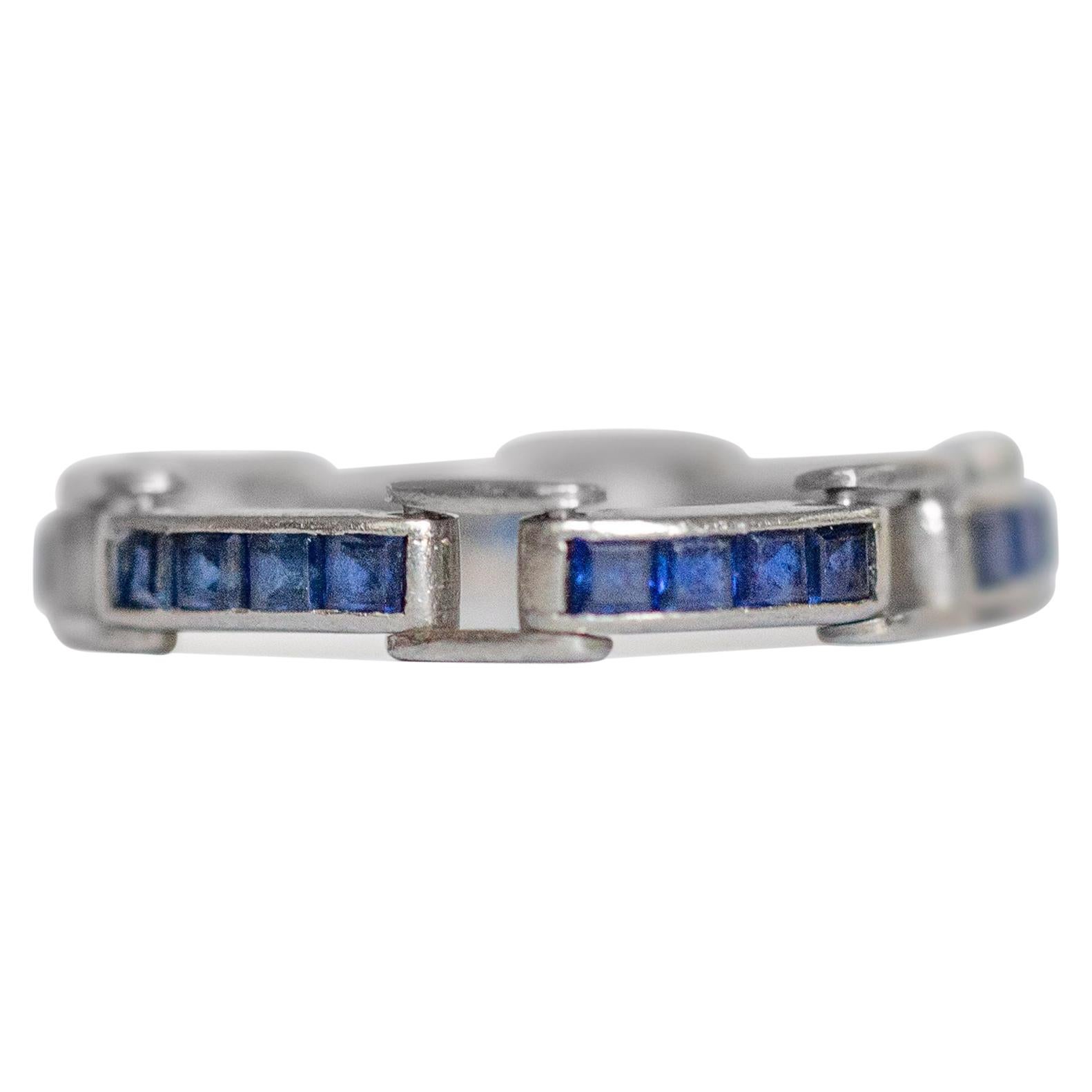 .90 Carat Total Weight Sapphire Platinum Wedding Band For Sale