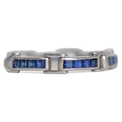 Used .90 Carat Total Weight Sapphire Platinum Wedding Band