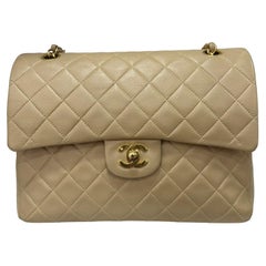 ‘90 Chanel Flap Vintage Beige Leather Shoulder Bag