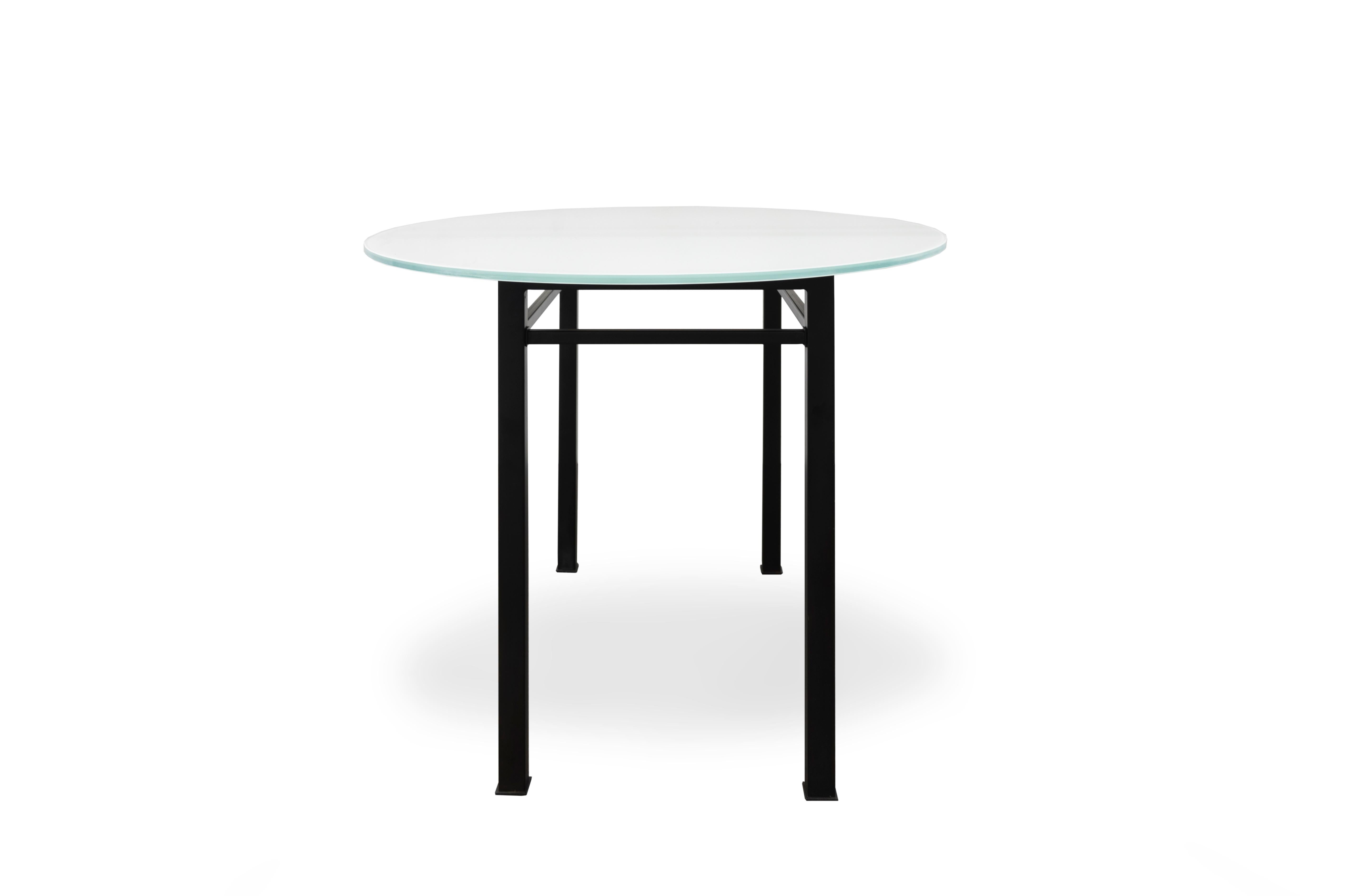 American 90° Glass & Metal Oval Dining Table, Vica designed by Annabelle Selldorf