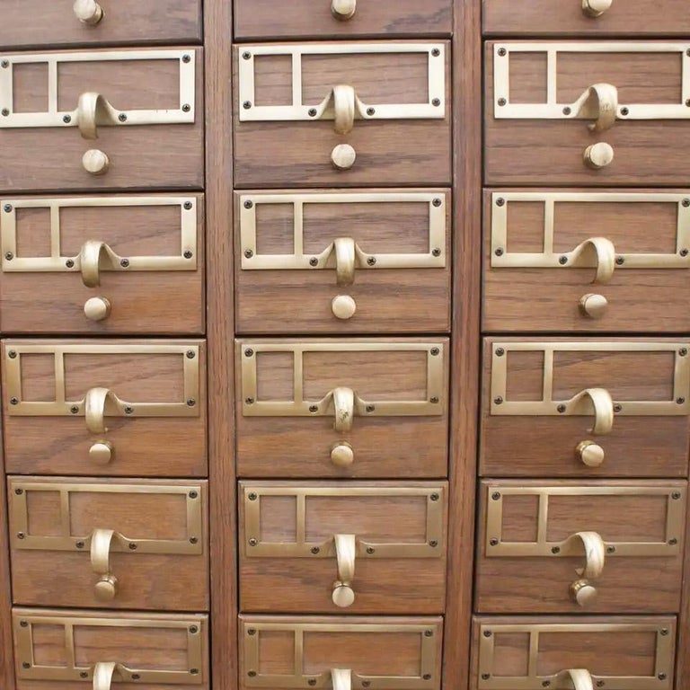 90 Drawer Vintage Library Card Catalogue For Sale at 1stDibs