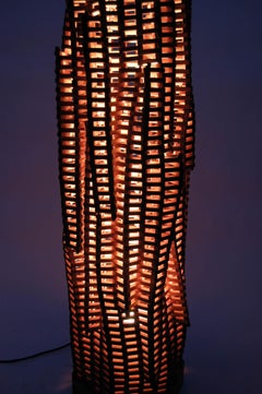 Squeeze Lamp Wood Floor Lamp Sculpture in Teak