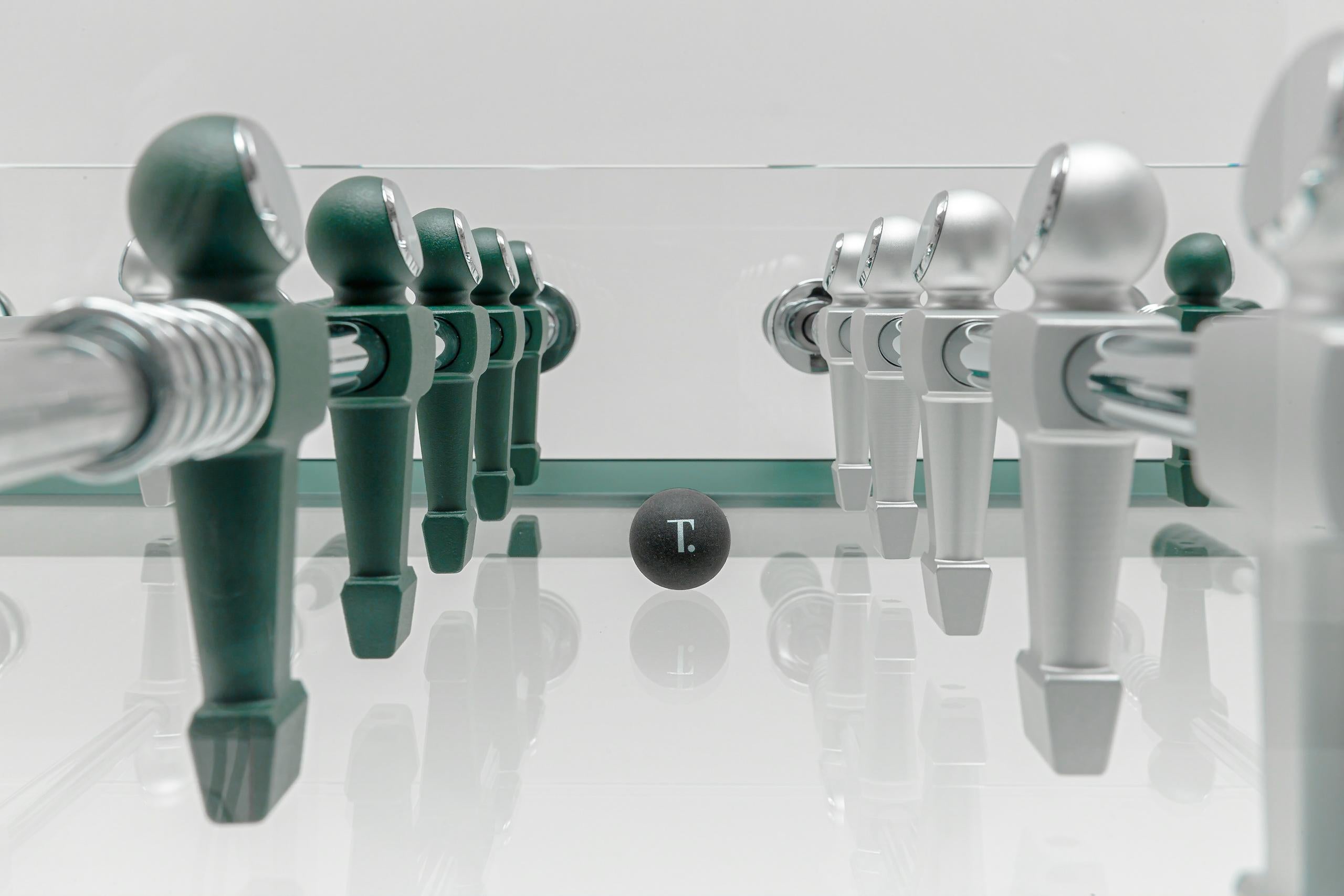 Contemporary 90° Minuto Foosball Table by Teckell in Matte Forest Green