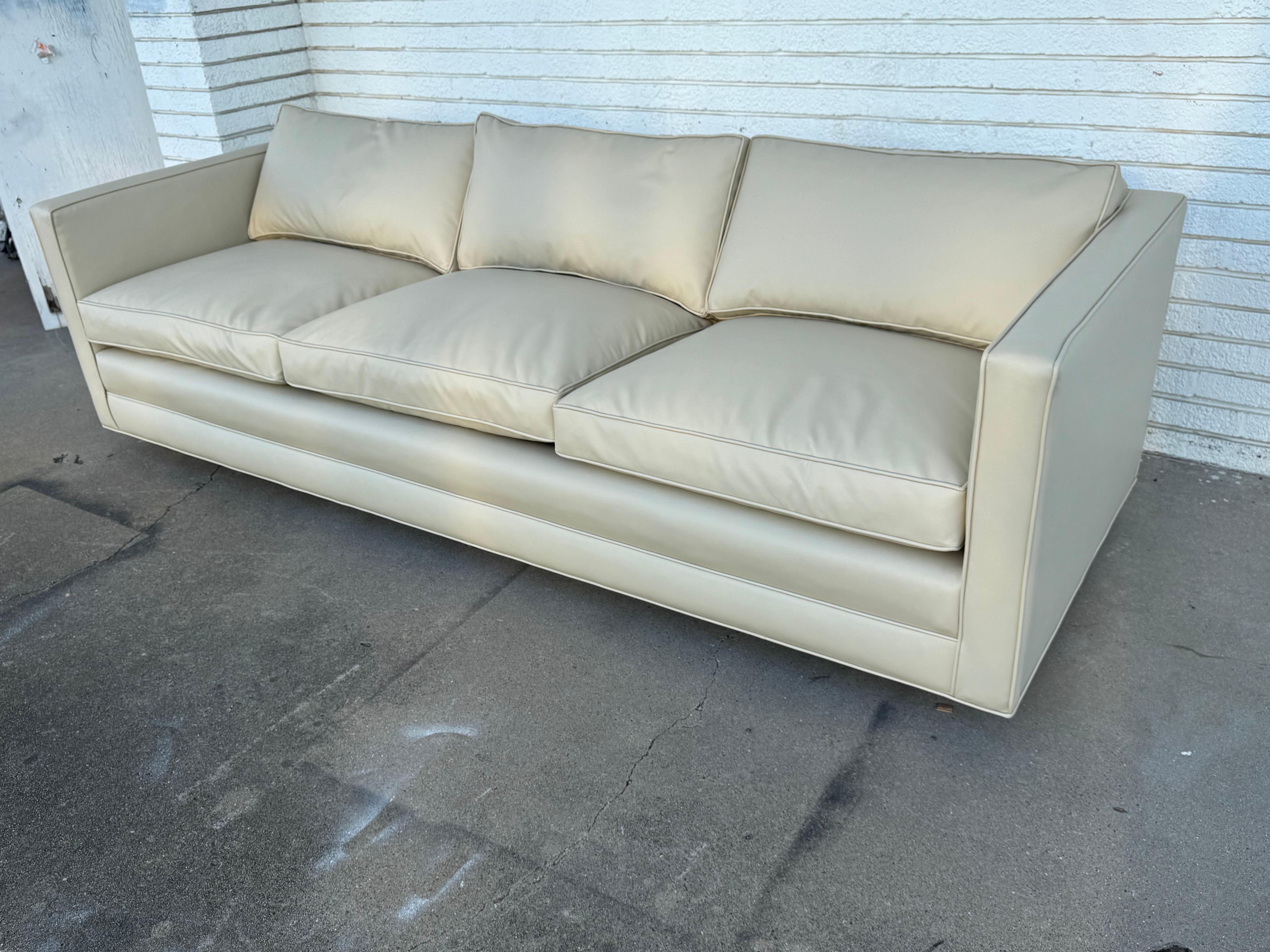 New Reupholstered Dunbar 3 Seat Tuxedo Sofa in Ultra Fabric 90' For Sale 1