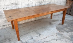 Old Teak Farm Table, Java, Hand Hewn Single Plank Top, Mid-20th Century