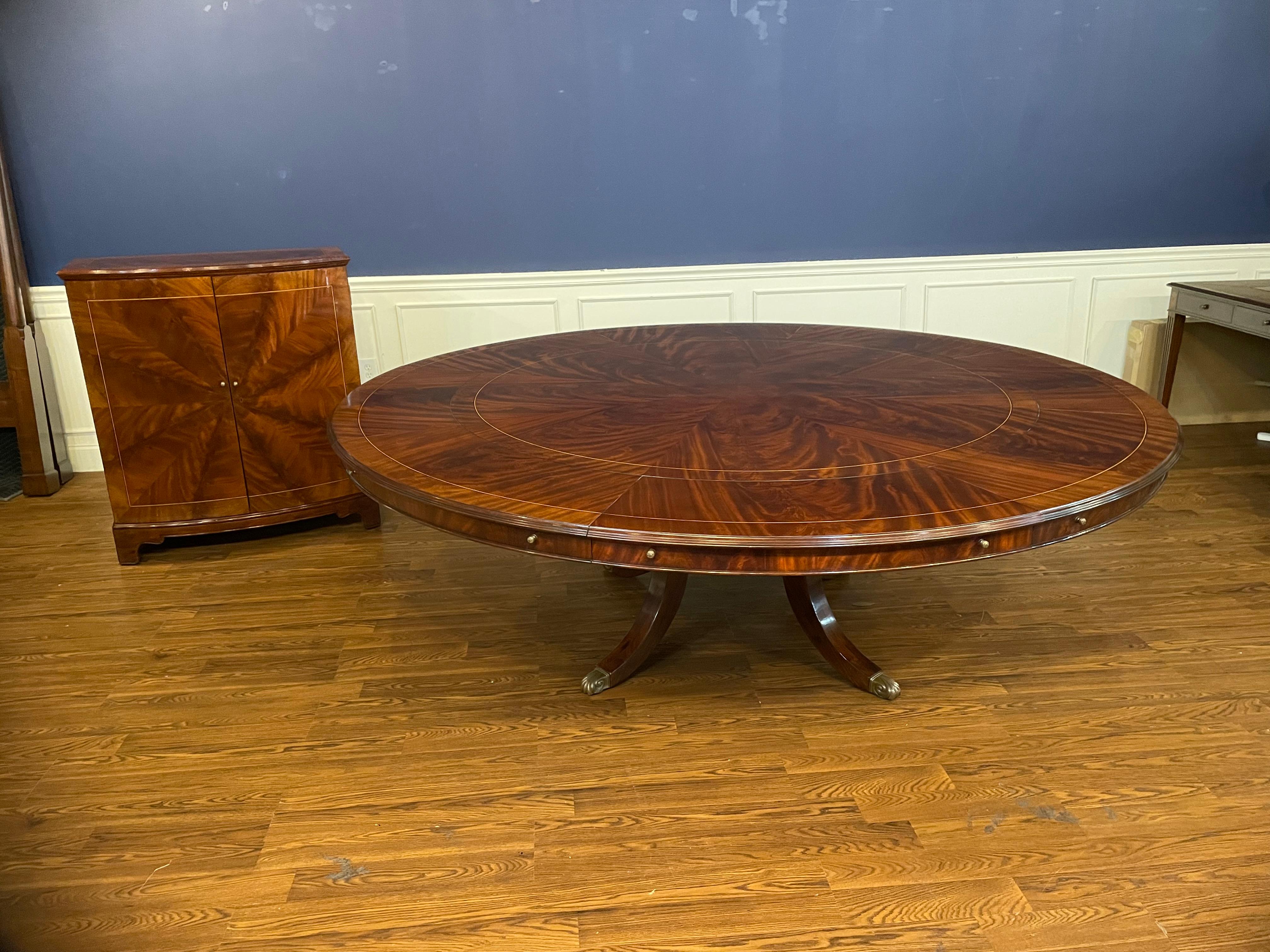 Regency 90” Round Mahogany Dining Table w/Leaf Storage Cabinet by Leighton Hall For Sale