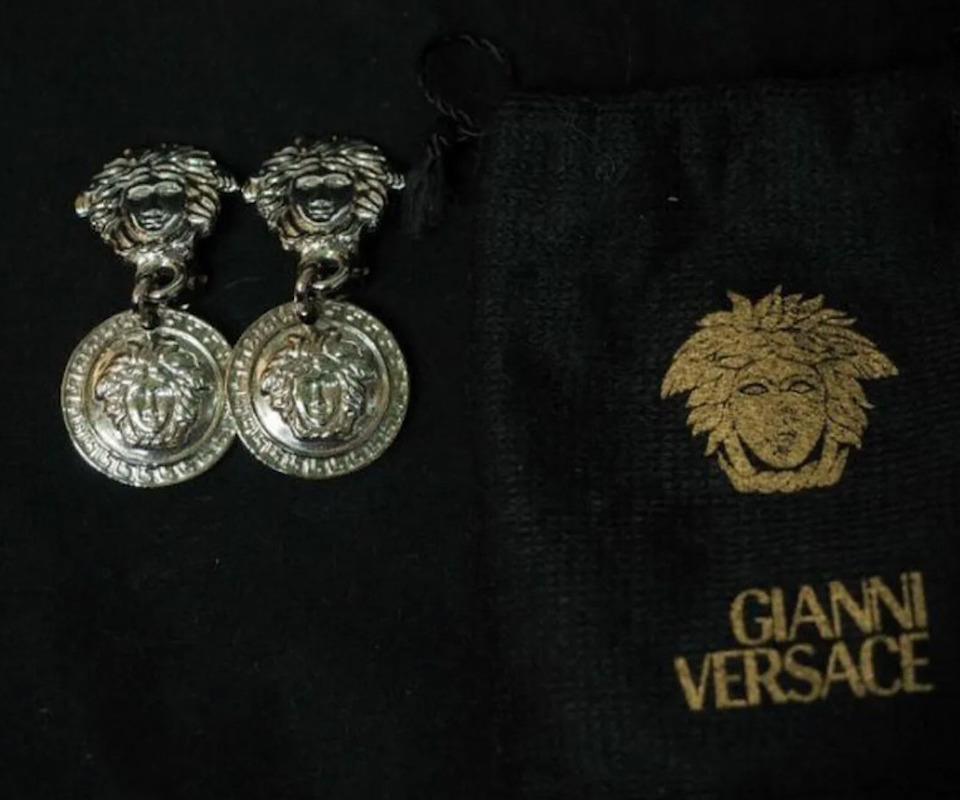 Women's 90-s  Gianni Versace Medusa Clip-on Earrings in Silver Tone