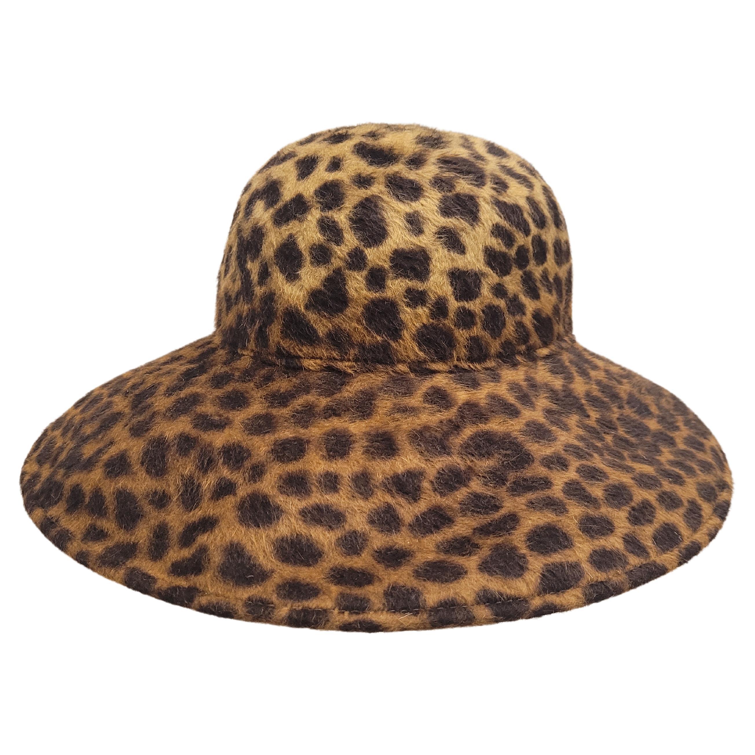 90 s Laura Ashley Leopard Pamela Hat  For Sale