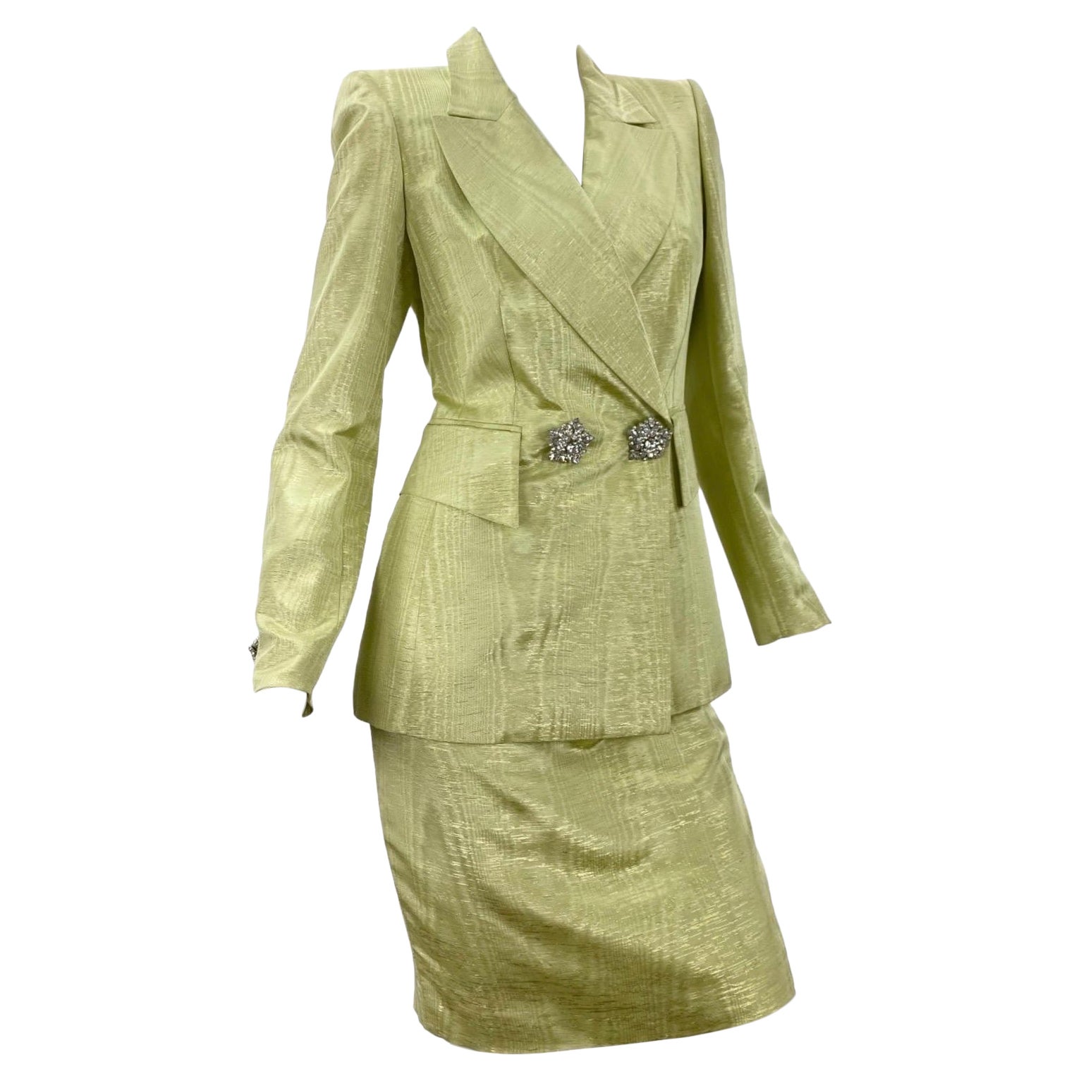 Vintage anni '90 Escada Couture Gonna Moire impreziosita da cristalli NWT in vendita