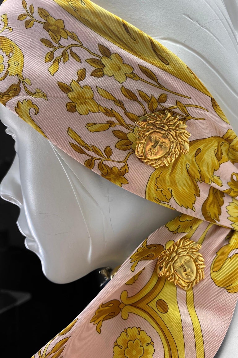 90-s Vintage Gianni Versace Atelier Barocco Scarf Silk with Bondage Belt Buckle 90-s Vintage Gianni Versace Atelier Barocco Scarf Silk with  main image 3