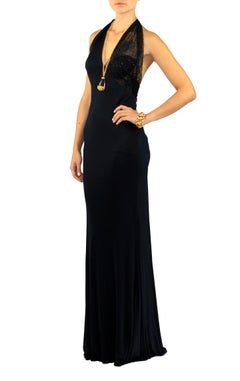 90-s VINTAGE GIANNI VERSACE COUTURE BLACK EMBELLISHED GOWN