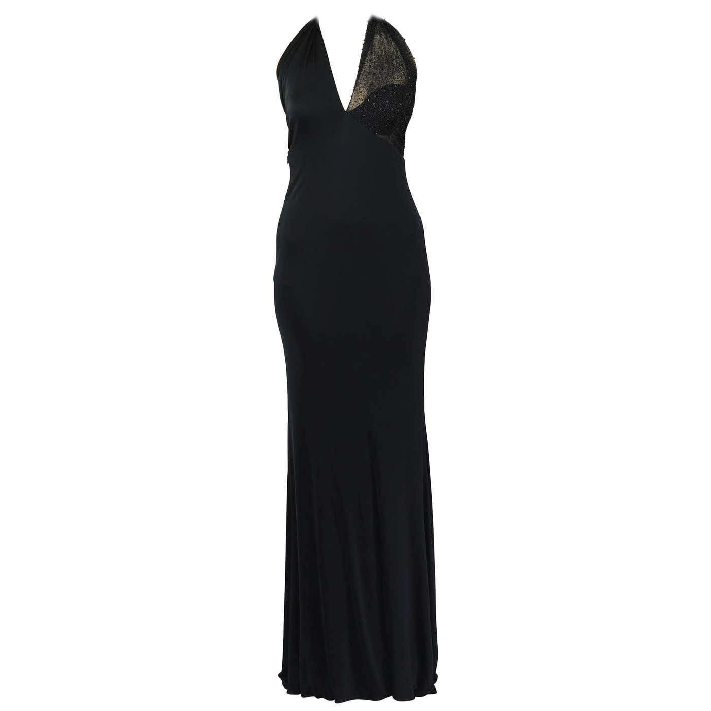 90-s VINTAGE GIANNI VERSACE COUTURE BLACK EMBELLISHED GOWN For Sale at ...