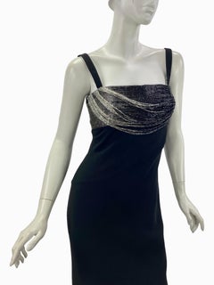 90-s Vintage Gianni Versace Couture Embellished Black Gown