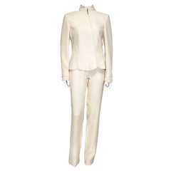 90-S Vintage GIANNI VERSACE couture pant suit with pearls 44 -10