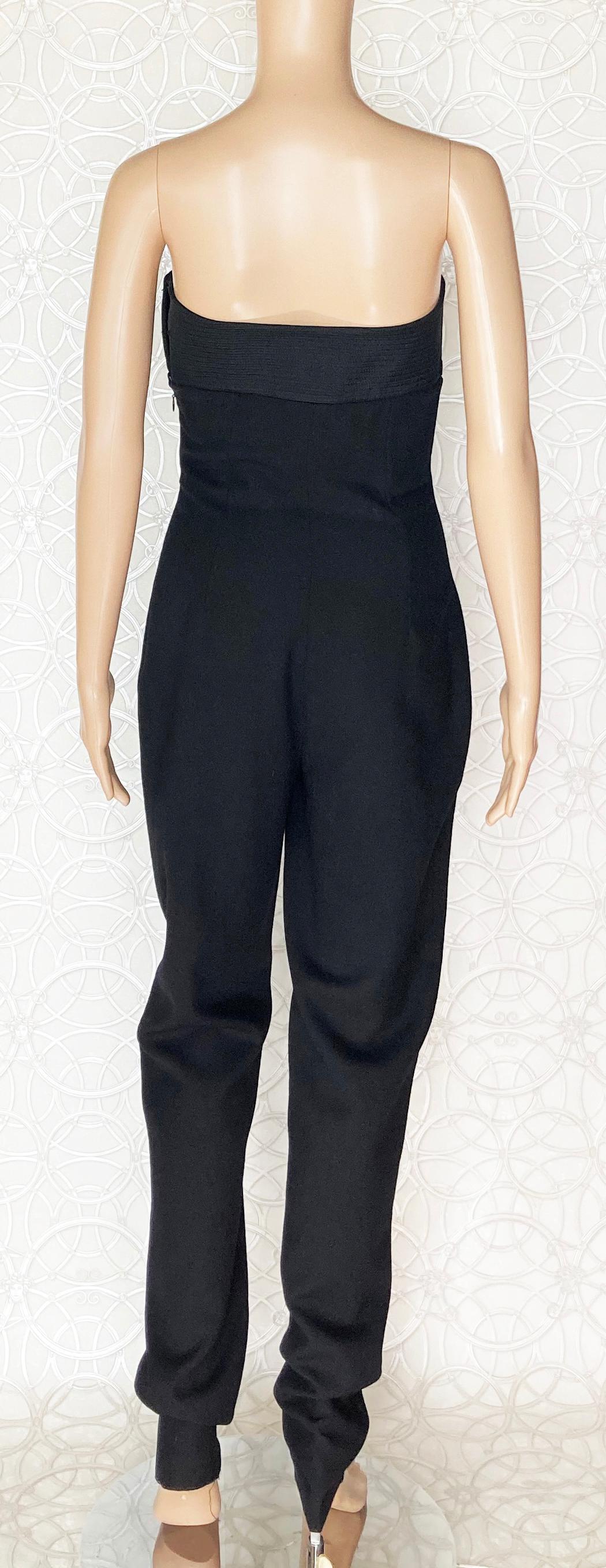 90-s Vintage Gianni Versace Couture Strapless Black Jumpsuit 38 - 2 For Sale 6