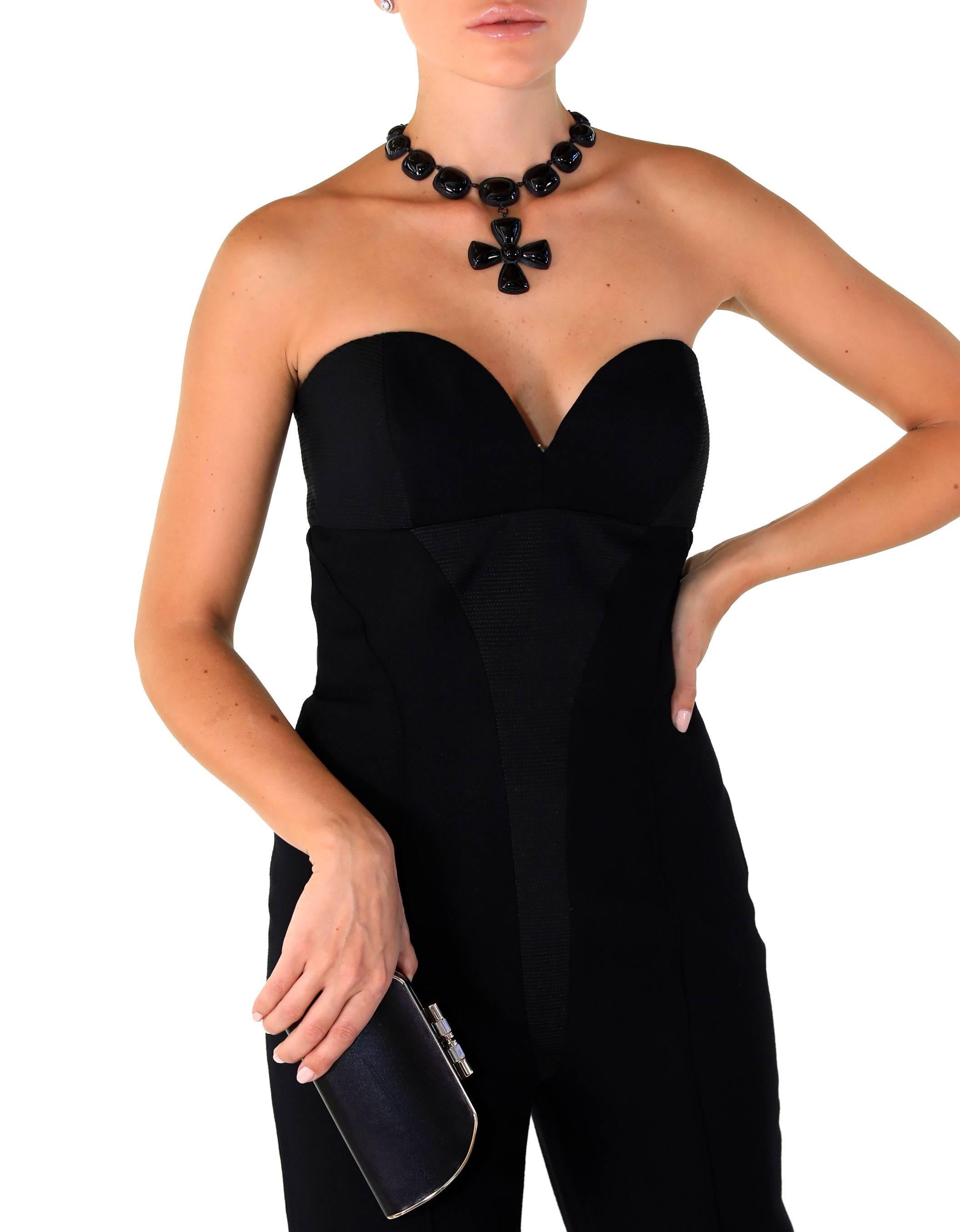 90-s Vintage Gianni Versace Couture Strapless Black Jumpsuit 38 - 2 For Sale 2