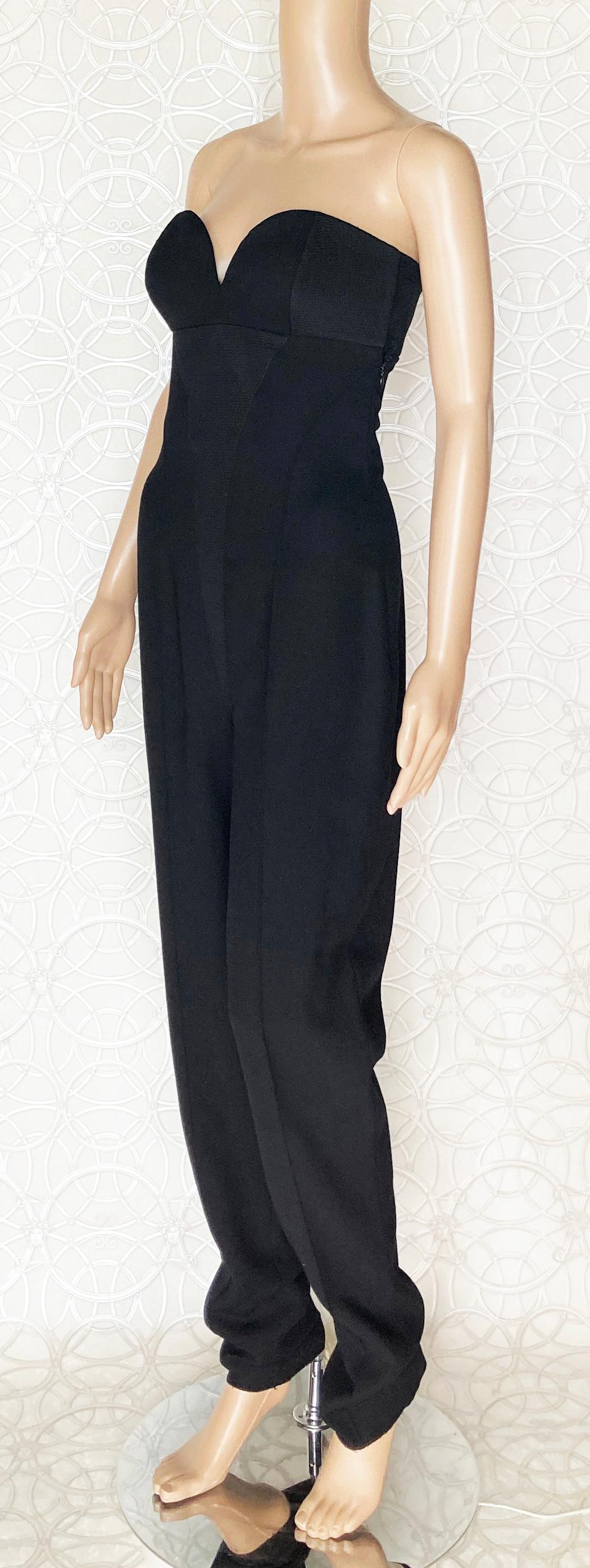 90-s Vintage Gianni Versace Couture Strapless Black Jumpsuit 38 - 2 For Sale 3