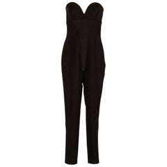 90-s Retro Gianni Versace Couture Strapless Black Jumpsuit 38 - 2