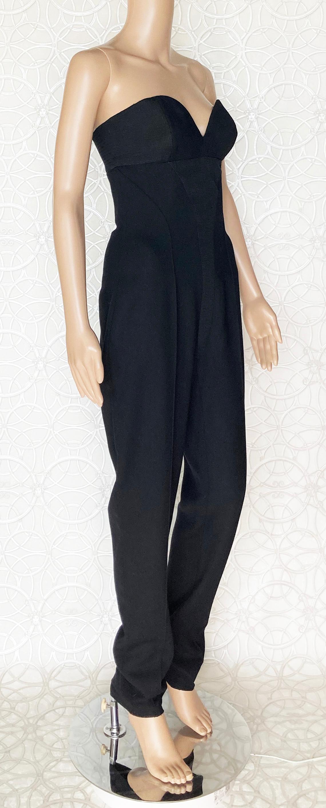 90-s Vintage Gianni Versace Couture Strapless Black Jumpsuit 38 - 2 5