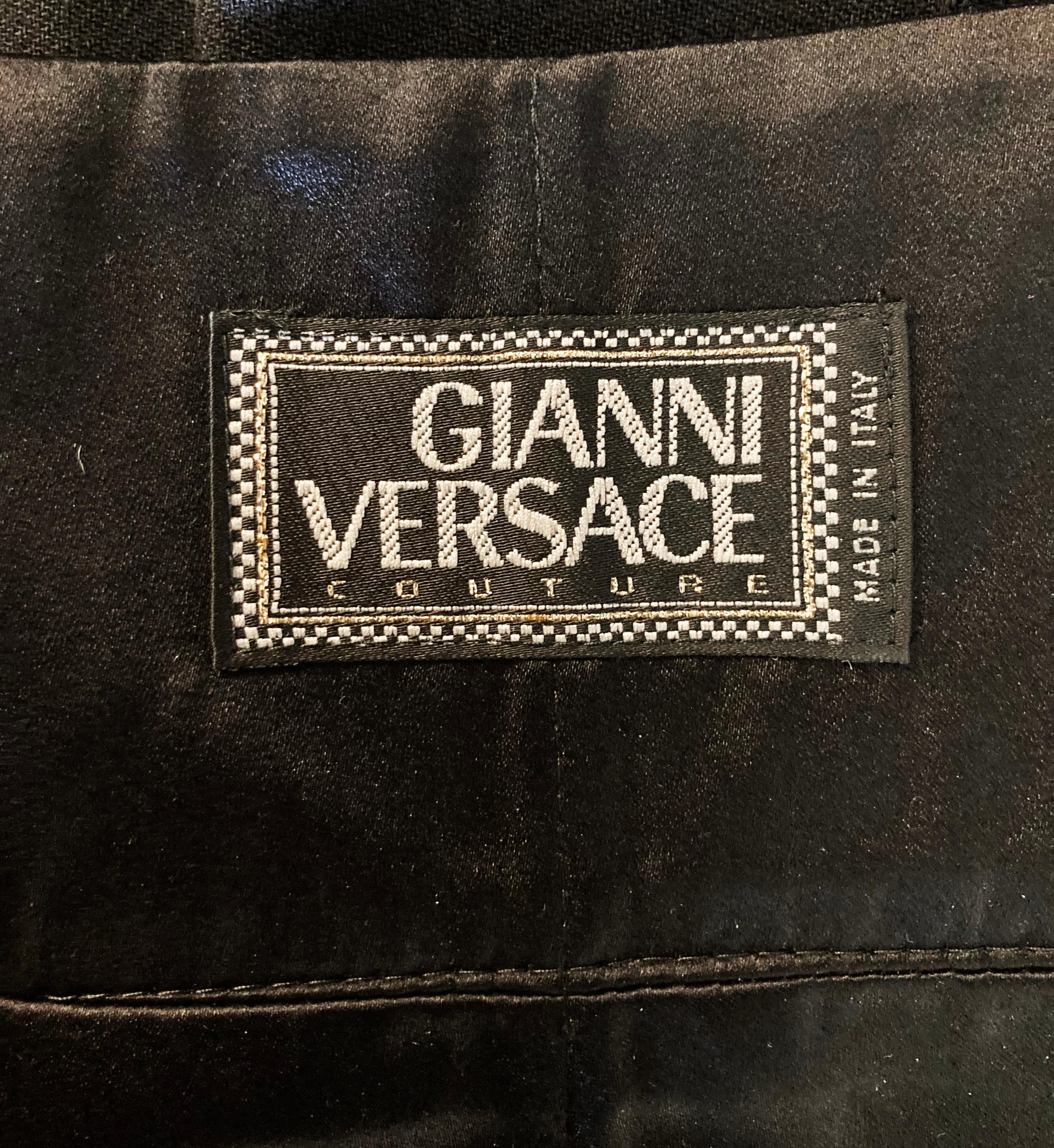 90-s Vintage Gianni Versace Couture Strapless Black Jumpsuit 38 - 2 6