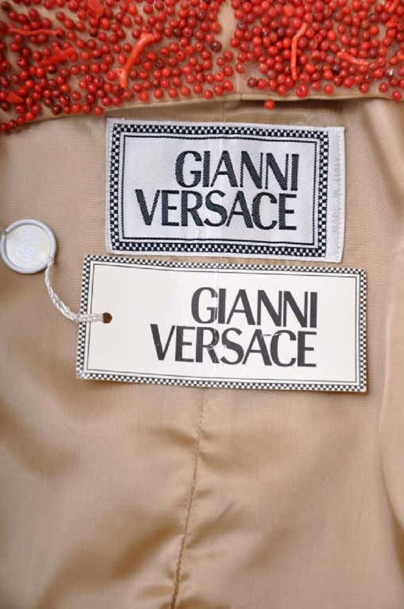 90-s Vintage Gianni Versace suede skirt suit with corals NWT! For Sale 2