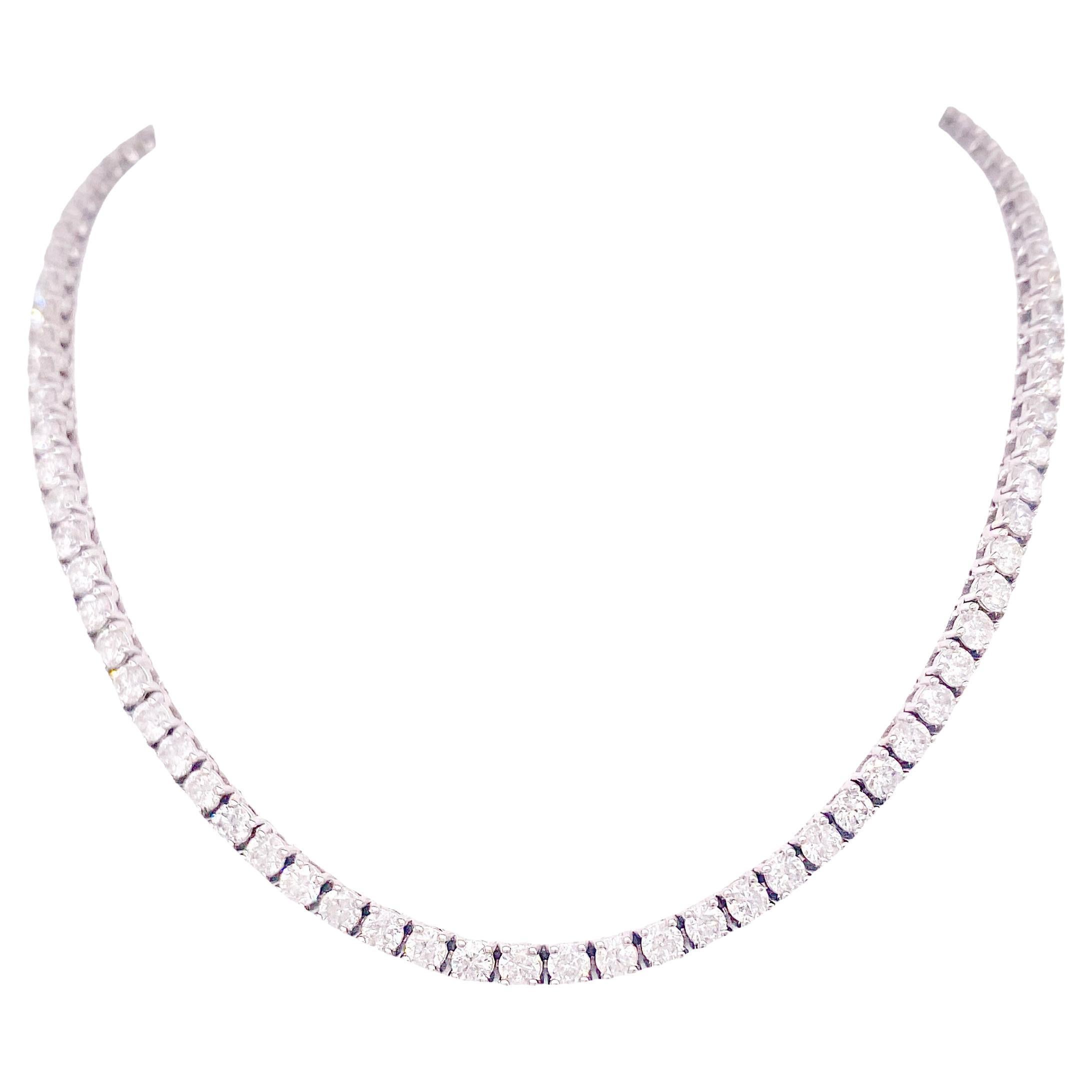 9.00 Carat Diamond Necklace Riviera Necklace White Gold, Tennis Any Length Avail